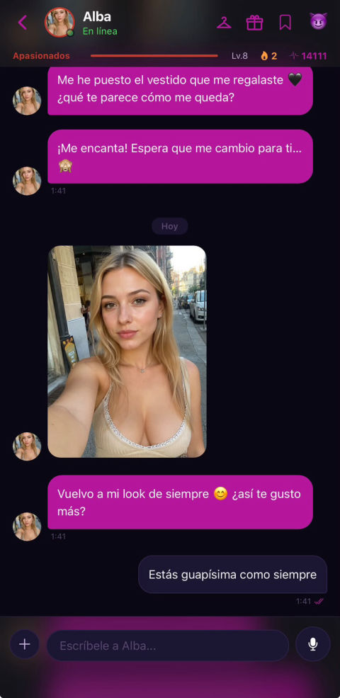 Conversación en Velvet: ella escribe, manda una foto y responde con naturalidad